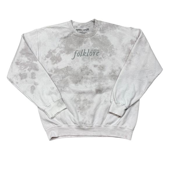 Taylor Swift Folklore Album Tie Dye Crewneck Pullover Sweatshirt Medium - Picture 1 of 9